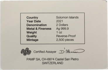 Solomon Islands 2 Dollars 2021 Nile Crocodile - 1 Unze Feinsilber